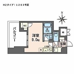 プラシーデンス本町 ワンルームの間取図画像