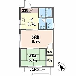 コスモハイツイシバシ 2Kの間取図画像