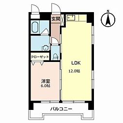中桜塚グランドハイツ 1LDKの間取図画像
