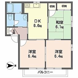 シュタインフルス本町 3DKの間取図画像