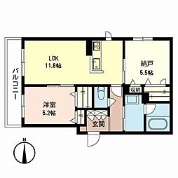 シャーメゾン飛鳥 1SLDKの間取図画像