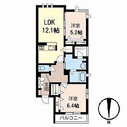 シャーメゾンオリーブ 2LDKの間取図画像