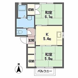 グランデール 2Kの間取図画像