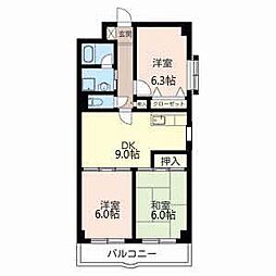 ハーモニー大池 3DKの間取図画像