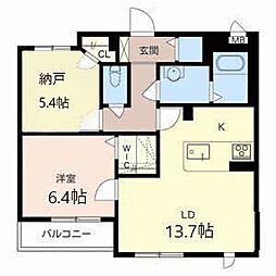 シャーメゾン白川 1SLDKの間取図画像