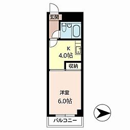 メゾンパストラル 1Kの間取図画像