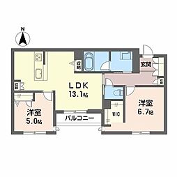 シャーメゾン ウィステリア 武庫之荘 みらいエコ 2LDKの間取図画像