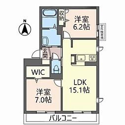 ガーデン東園田 2LDKの間取図画像