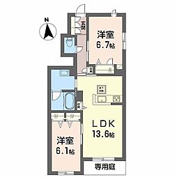 ブルー オーシャン レジデンス 2LDKの間取図画像