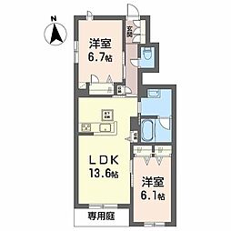ブルー オーシャン レジデンス 2LDKの間取図画像