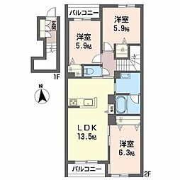 ブルー オーシャン レジデンス 3LDKの間取図画像