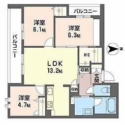 シャーメゾンラン 3LDKの間取図画像