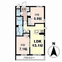 シャーメゾンリバーサイド 2LDKの間取図画像
