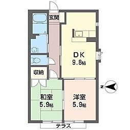 シティーハイツ鞍作 1LDKの間取図画像