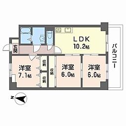 エムズコートソフィーナ 3LDKの間取図画像