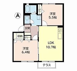 ガーデンコート緑ケ丘B棟 2LDKの間取図画像