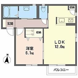 シャーメゾン北本町 1LDKの間取図画像
