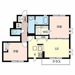 ハイマート野中 2LDKの間取図画像