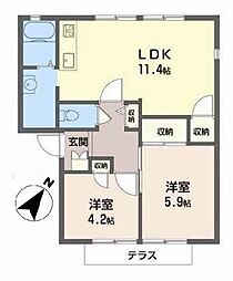 ハイツミラクル 2LDKの間取図画像