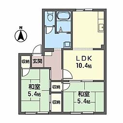 パレ・コスモスB 2LDKの間取図画像