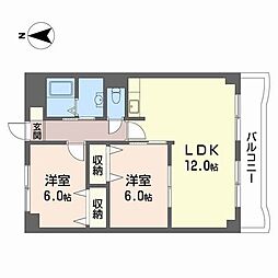 グランドール大池 2LDKの間取図画像