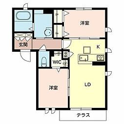 シャーメゾン大地 2LDKの間取図画像