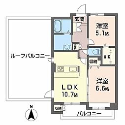 エスポワール北巽 2LDKの間取図画像