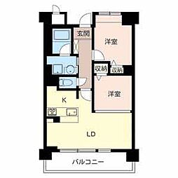 セリシール夙川苦楽園 2LDKの間取図画像