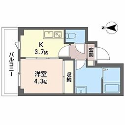 パークステージ夙川 1Kの間取図画像