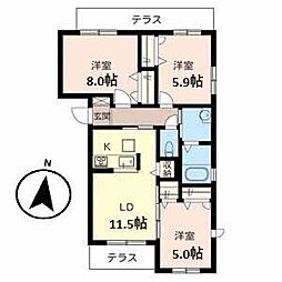 シャーメゾン廣田 3LDKの間取図画像