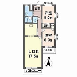 マナハウス夙川 2LDKの間取図画像