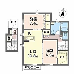 シャーメゾンプラム 2LDKの間取図画像