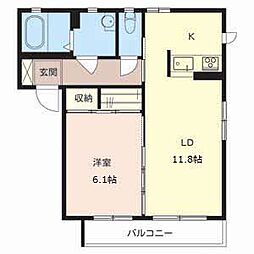プレジール明石3 1LDKの間取図画像