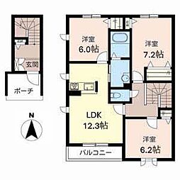 シャーメゾン紀寺A棟 3LDKの間取図画像