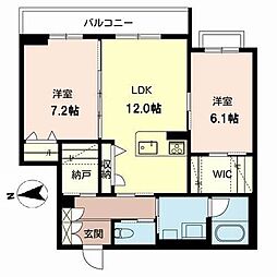シャーメゾンまほろば 2LDKの間取図画像