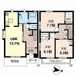 リバーサイド鶴田 3LDKの間取図画像