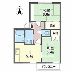 谷口町ハイツA棟 2Kの間取図画像