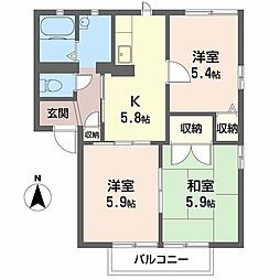 ディアス甲栄台B棟 3Kの間取図画像