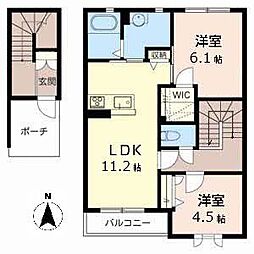 シャーメゾンカーサベルデA 2LDKの間取図画像