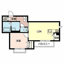 グランディール堺 1LDKの間取図画像