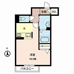 あやべグンゼタウングラン・ブルーQ棟 ワンルームの間取図画像