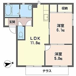 メゾンフルール 2LDKの間取図画像