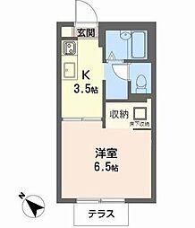 コーポフローラル2 1Kの間取図画像