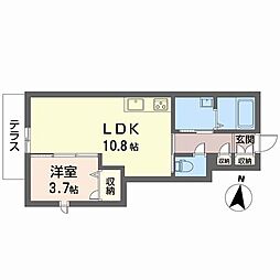 SUNサン藤原台 1LDKの間取図画像
