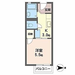 グリーンヴィレッジ 1Kの間取図画像