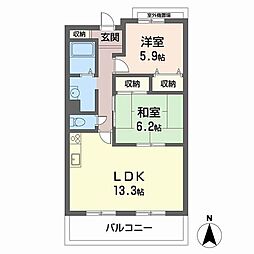 グリーンメゾン弐番館 2LDKの間取図画像