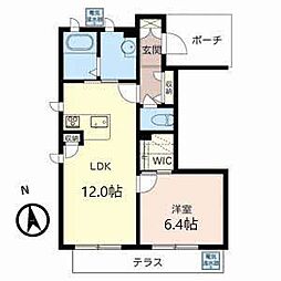フルール駅南 1LDKの間取図画像