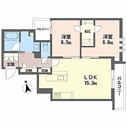 ラ カーサ 和 2LDKの間取図画像