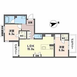 シャーメゾンタカミヤ 2LDKの間取図画像