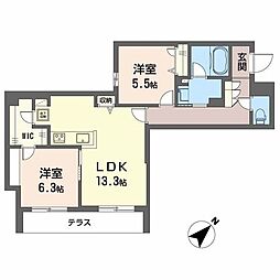 シャーメゾン ペイ ドゥ レーヴ 2LDKの間取図画像